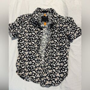 Cactus Boys Monochrome Floral Shirt with Orange Accent